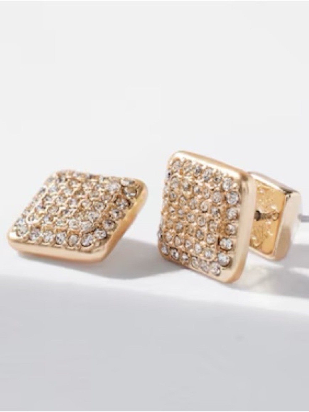 WHBM GOLD PAVÉ CRYSTAL STUD EARRINGS